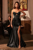 STRAPLESS SATIN DETAILED CORSET GOWN