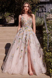 MULTICOLOR FLORAL A-LINE GOWN