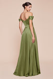 GREENERY A-LINE SATIN GOWN