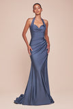 ROBE AJUSTÉE EN SATIN EXTENSIBLE À COL NU