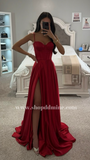 ROBE LONGUE BUSTIER EN SATIN LIGNE A