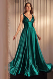 GLIMMERING STRETCH SATIN A LINE GOWN