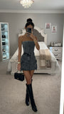 LOW RISE MINI DENIM SKIRT WITH POCKETS