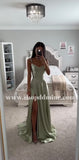 ROBE EN SATIN CENDRILLON SAGE