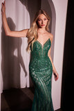 CRYSTAL STRAPLESS EMBELLISHED MERMAID GOWN