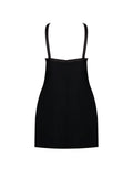 CAITLIN BLACK SATIN TRIM BOW MINI DRESS