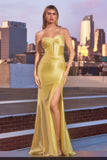 SATIN STRAPLESS FITTED GOWN