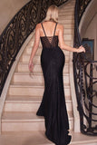 GLITTER FITTED GOWN WITH CRYSTAL DETAILS