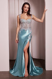 FITTED SATIN & LACE GOWN