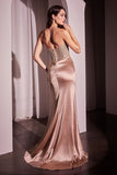 STRAPLESS CRYSTAL & SATIN FITTED DRESS