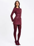 BAILA BURGUNDY VEGAN LEATHER BLAZER MINI DRESS