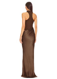 DROP WAIST HALTER MAXI DRESS