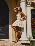 VALDA YELLOW AND PINK LINEN MINI DRESS