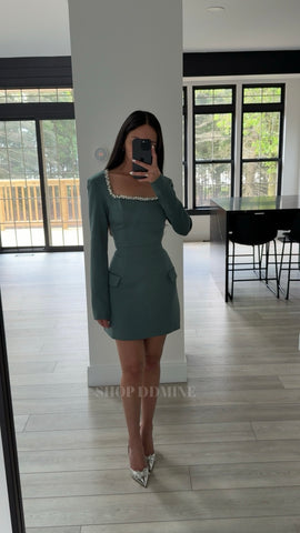GABELLA DARK GREEN A MINE MINI DRESS