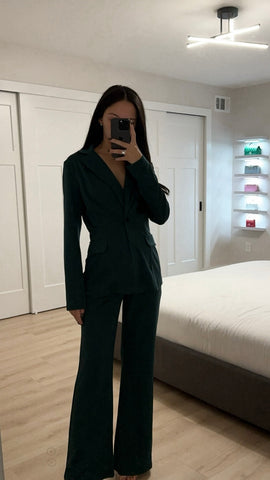 Ensemble blazer à manches longues et pantalon à col à revers