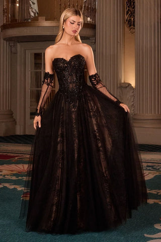 LONG SLEEVE LACE BALL GOWN