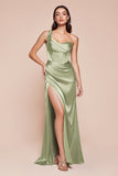 ONE SHOULDER SATIN CORSET GOWN