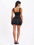 AUBREY BLACK BUBBLE HEM MINI DRESS