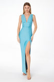 FITTED DEEP V MAXI DRESS