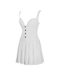 Tala White Sleeveless Pleated Preppy Mini Dress