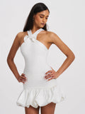 BARBRA WHITE CROSS STRAPS BODYCON MINI DRESS