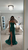 EMERALD SATIN CORSET FITTED GOWN