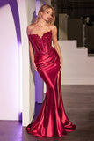 FITTED STRAPLESS LACE & SATIN GOWN