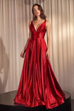 GLIMMERING STRETCH SATIN A LINE GOWN