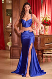 TWO PIECE SATIN FITTED GOWN