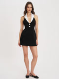 Ignacia Office Casual Black And White Halter Dress