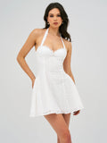 ROBE MINI-HALTER À OEILLETS BLANCHE JOANNA