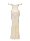 ERSILIA PALE YELLOW LACE CORSET MAXI GOWN