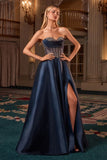 EMBELLISHED NAVY BALL GOWN