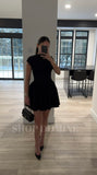 JACQUELINE BACKLESS BLACK PUFFY SUEDE MINI DRESS