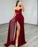 STRAPLESS DRAPED FITTED GOWN