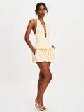 Quinzella Smock Back Halter Neck Linen Top