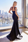 FITTED STRETCH BLACK MERMAID GOWN
