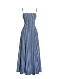 ABYGAIL STRIPE COTTON DEBIM MAXI DRESS