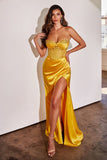 MARIGOLD DAISY EMBELLISHED SATIN CORSET GOWN