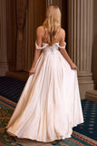 OFF WHITE OFF SHOULDER COWL NECK A LINE GOWN