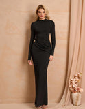 LONG SLEEVE RUCHED MAXI DRESS