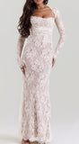 LONG SLEEVE LACE BOLERO MAXI DRESS