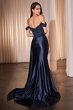 OFF THE SHOULDER LACE & SATIN FITTED GOWN