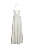 Raegan Pearl White Jacquard Rouched Maxi Dress