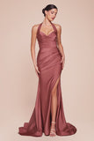 ROBE AJUSTÉE EN SATIN EXTENSIBLE À COL NU