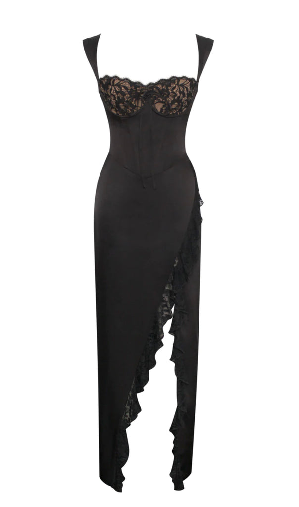 Solid Color Slim Corset Graceful Satin Maxi Dress