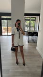 Idina Business Casual White Romper with Black Trim