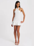 BARBRA WHITE CROSS STRAPS BODYCON MINI DRESS