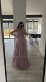 A LINE GLITTER TULLE DRESS