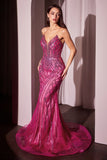 CRYSTAL STRAPLESS EMBELLISHED MERMAID GOWN